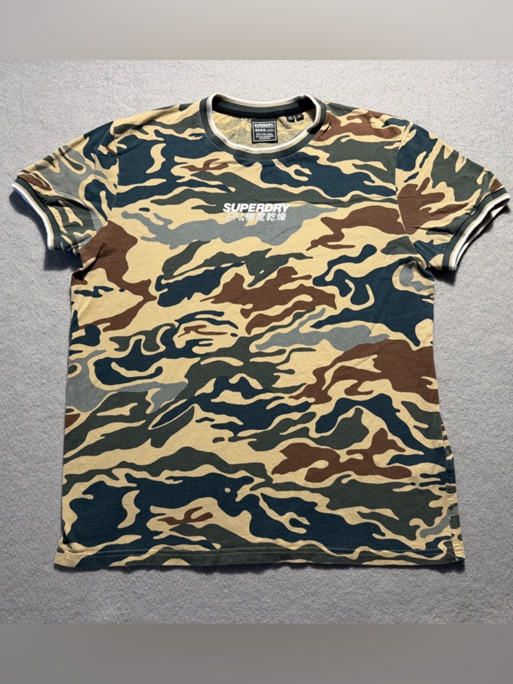 Superdry Camo JPN Logo T-Shirt Men’s XL Air Marble Tee Japan Streetwear Tee
